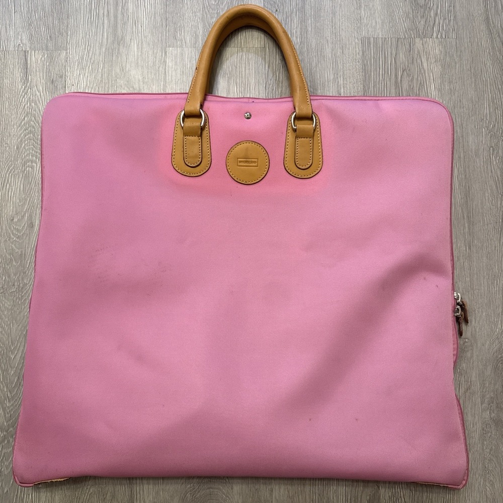 Mulholland Canvas & Leather Garment Bag in Hot Pink/Royal Blue